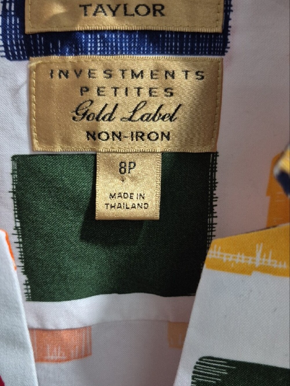 Taylor Gold Label Green, Navy & Yellow Print Blouse - Picture 2 of 4